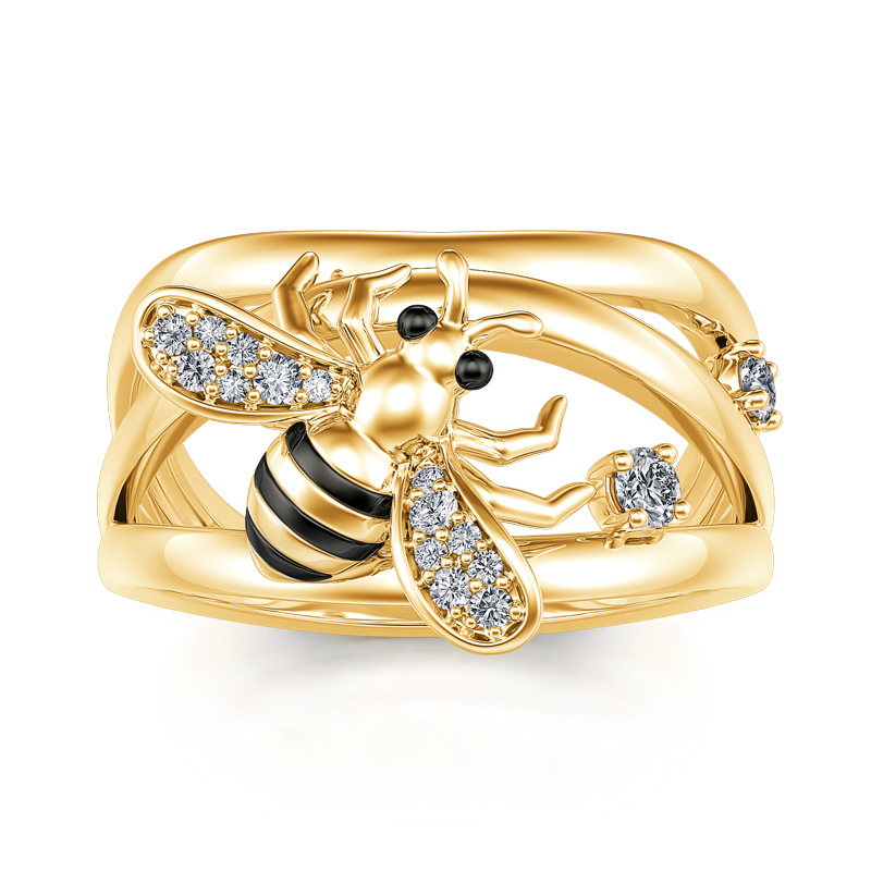 Honey Bee Crossover Sterling Silver Ring