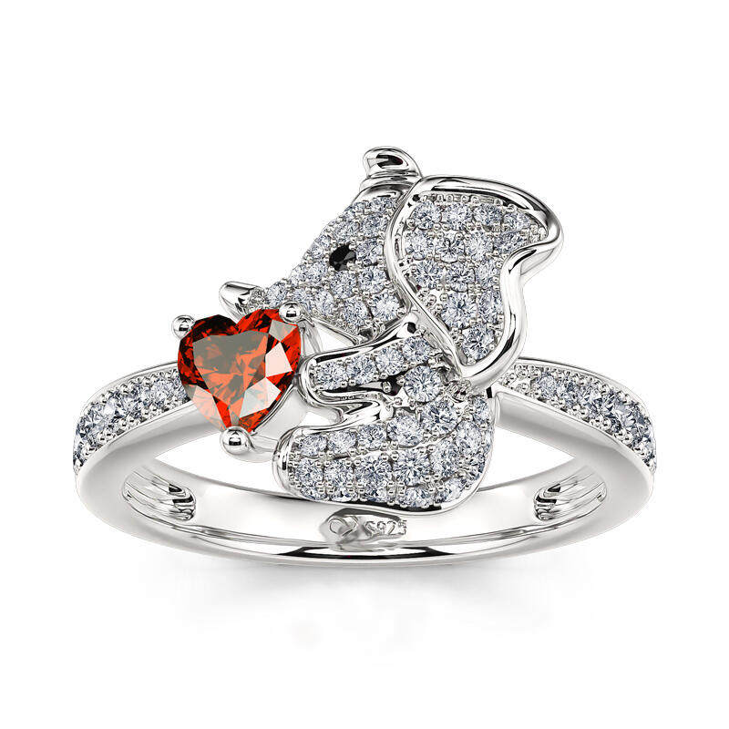 Hug Me "Endearing Elephant" Heart Cut Sterling Silver Ring