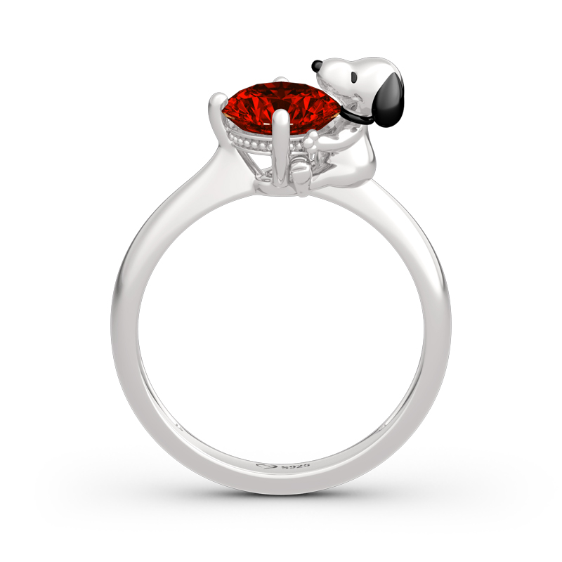 Hug Me "Live in The Present" Puppy Round Cut Sterling Silver Ring