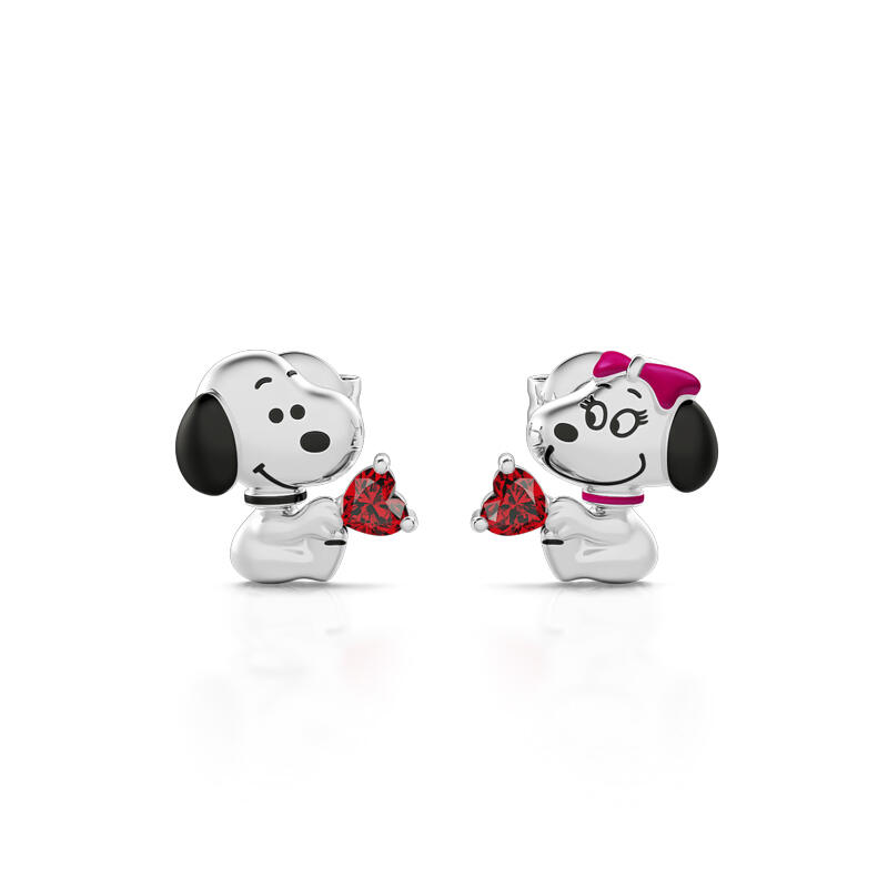 "Find Your True Love" Puppy Couple Heart Sterling Silver Earrings