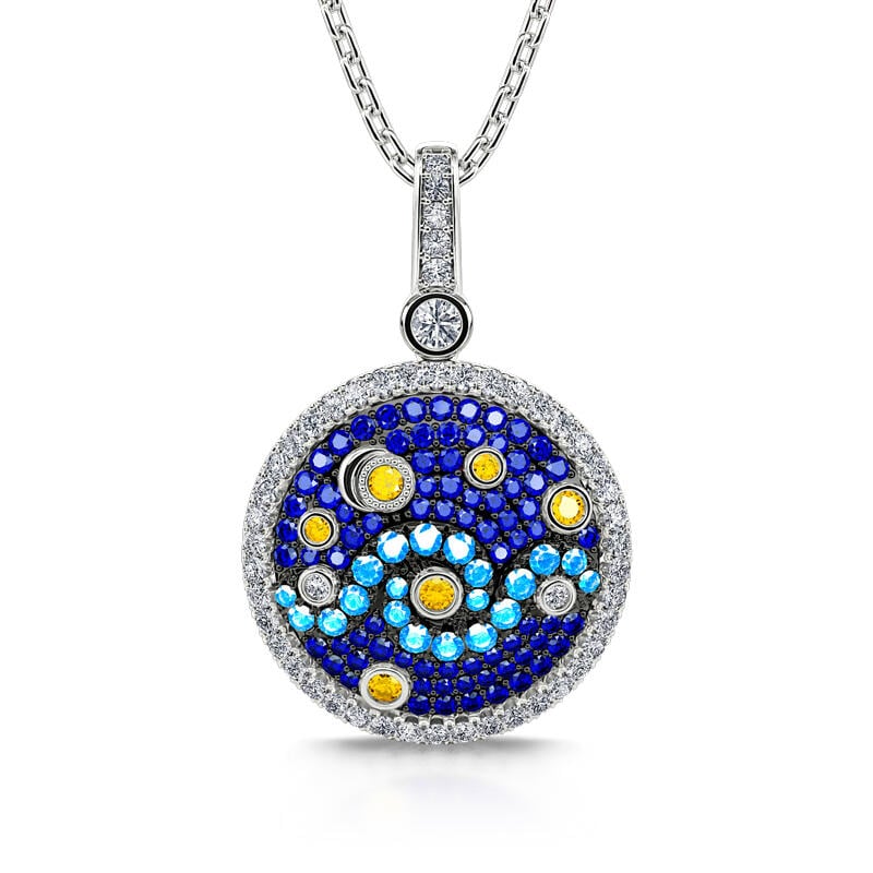 "Pure Night" The Starry Night Inspired Sterling Silver Necklace
