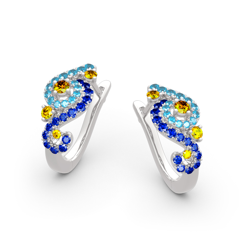 Juelvia The Starry Night Inspired Sterling Silver Earrings