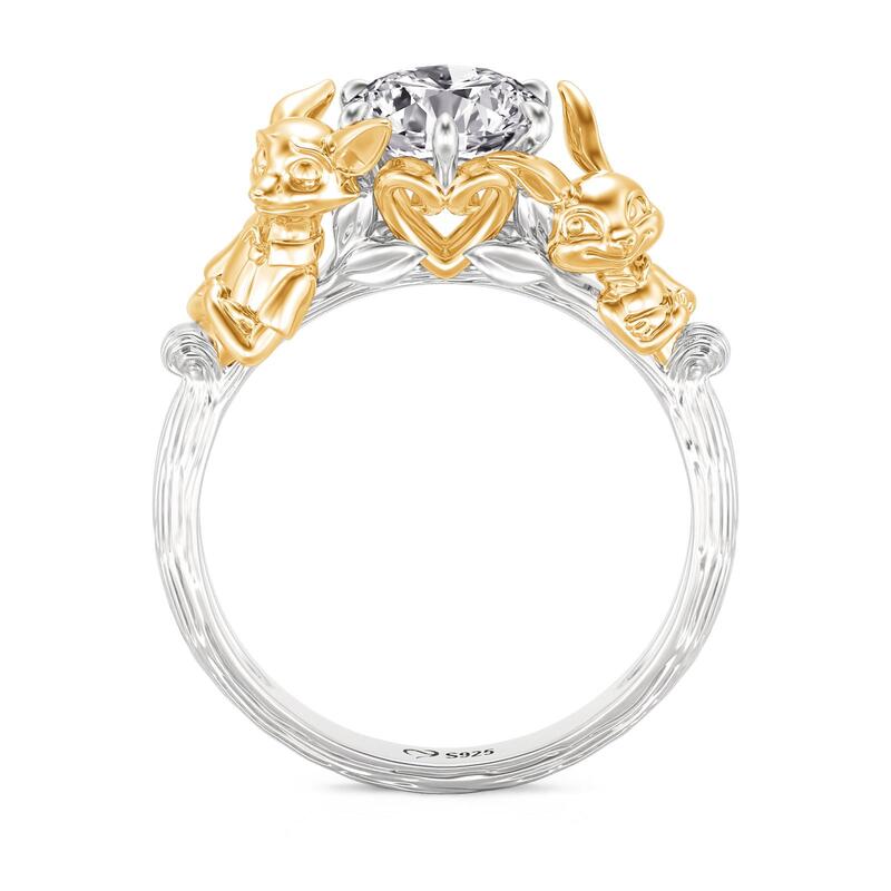 Hug Me Nature Inspired Fox and Bunny Ring