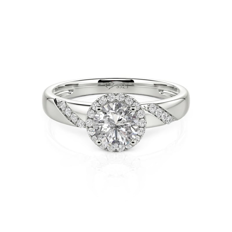 Round Halo Lab Diamond Engagement Ring 10K/14K/18K Gold Platinum