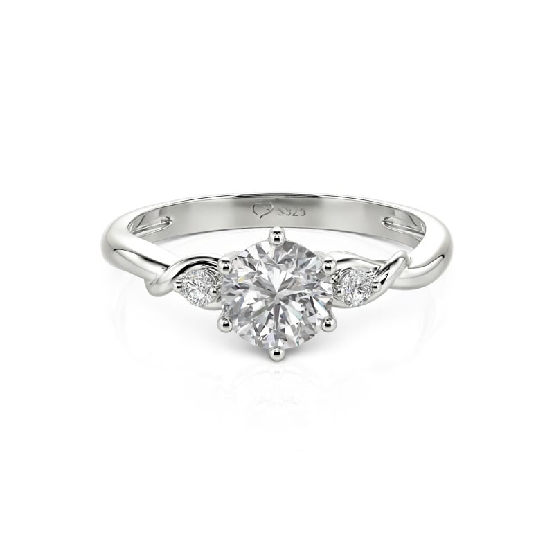 Custom Three Stone Lab Grown Round Diamond Ring
