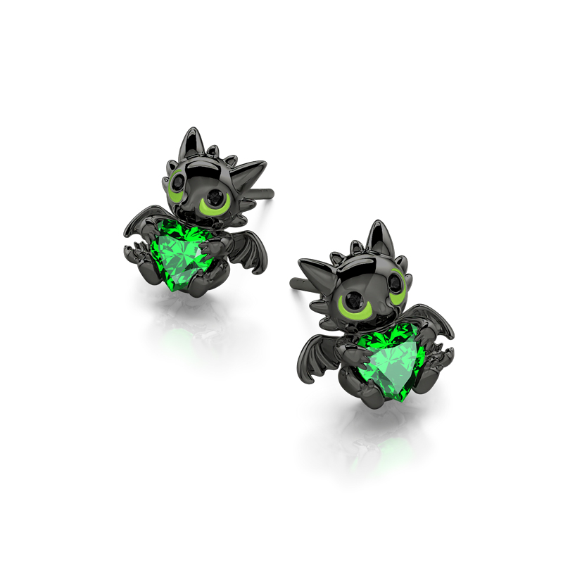 Juelvia Hug Me "Your Dragon" Heart Cut Sterling Silver Earrings