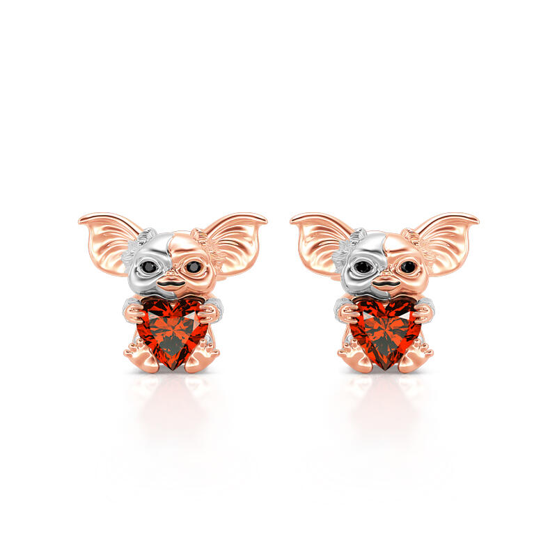 Hug Me "Small Evil Monster" Heart Cut Sterling Silver Stud Earrings