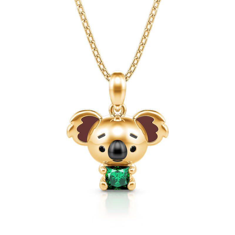 Hug Me "Adorable Koala" Princess Cut Sterling Silver Necklace