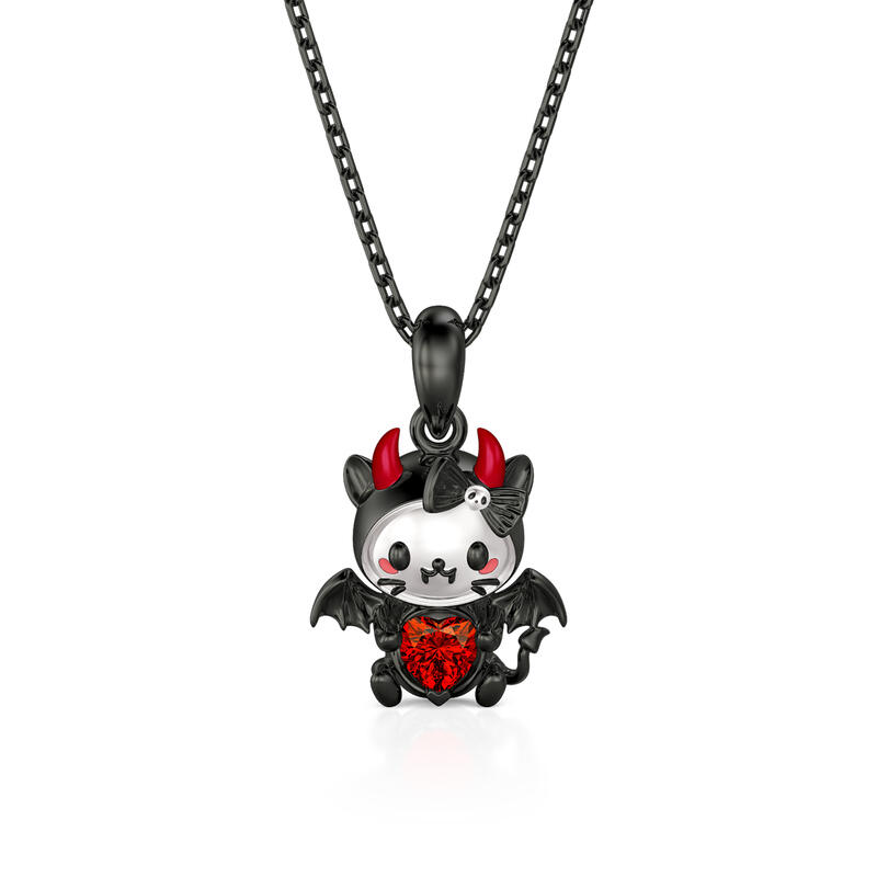 Hug Me Little Devil Red Heart Necklace