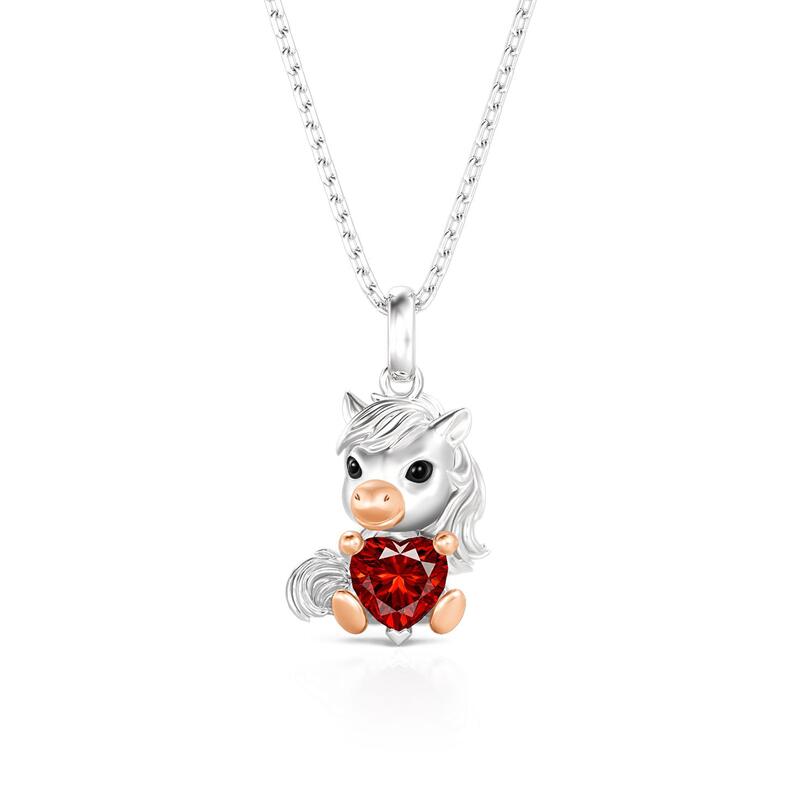 Hug Me Custom Heart Birthstone Shetland Pony Necklace