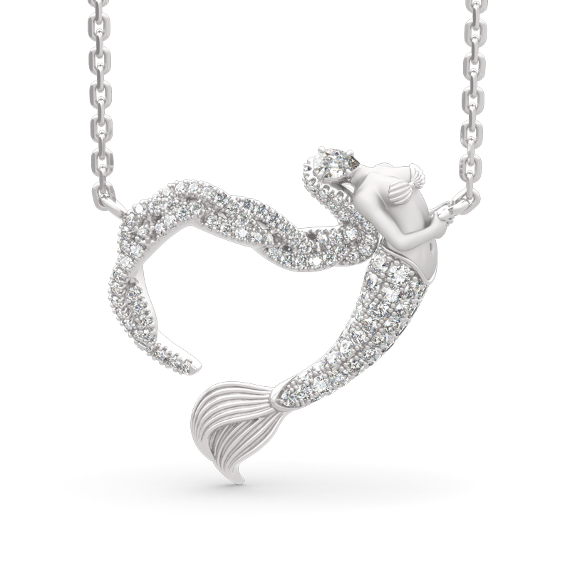 "Ocean's Light" Sterling Silver Mermaid Gift Necklace for Valentine's Day