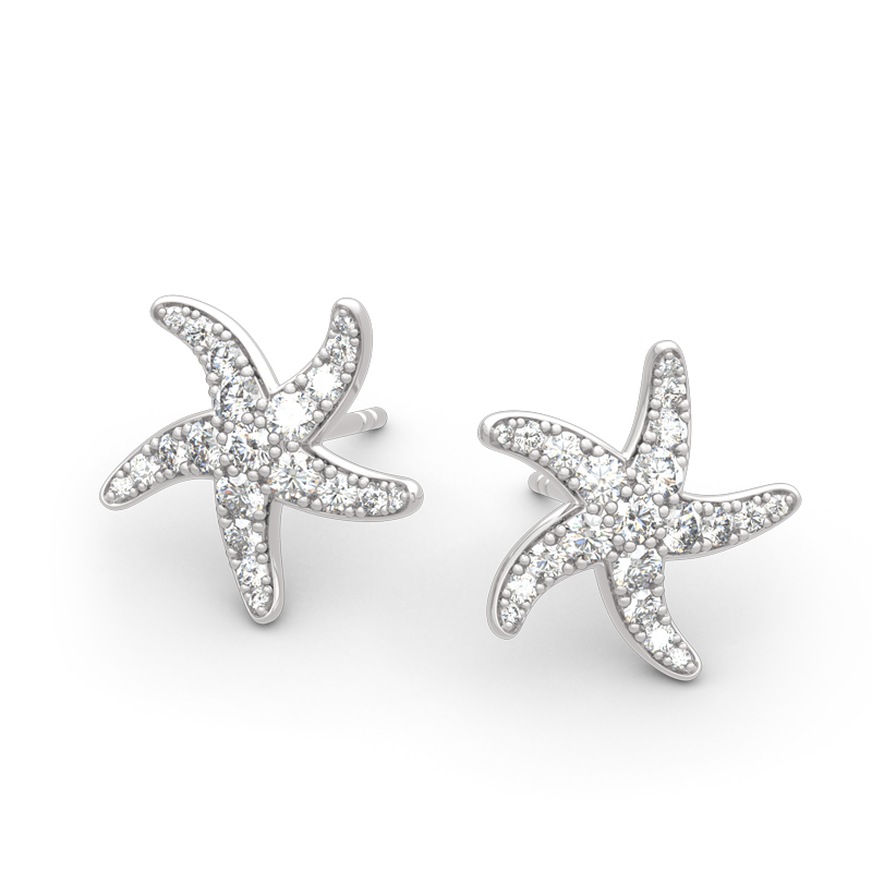Juelvia Starfish Sterling Silver Stud Earrings