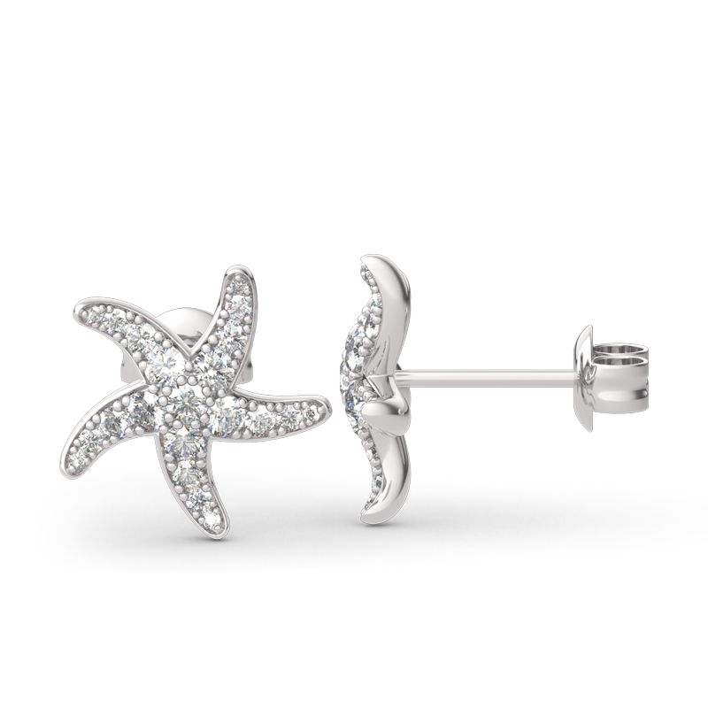 Juelvia Starfish Sterling Silver Stud Earrings