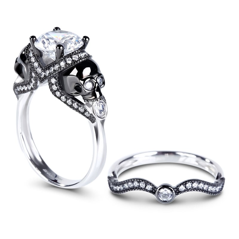 Two Tone Round Cut Sterling Silver