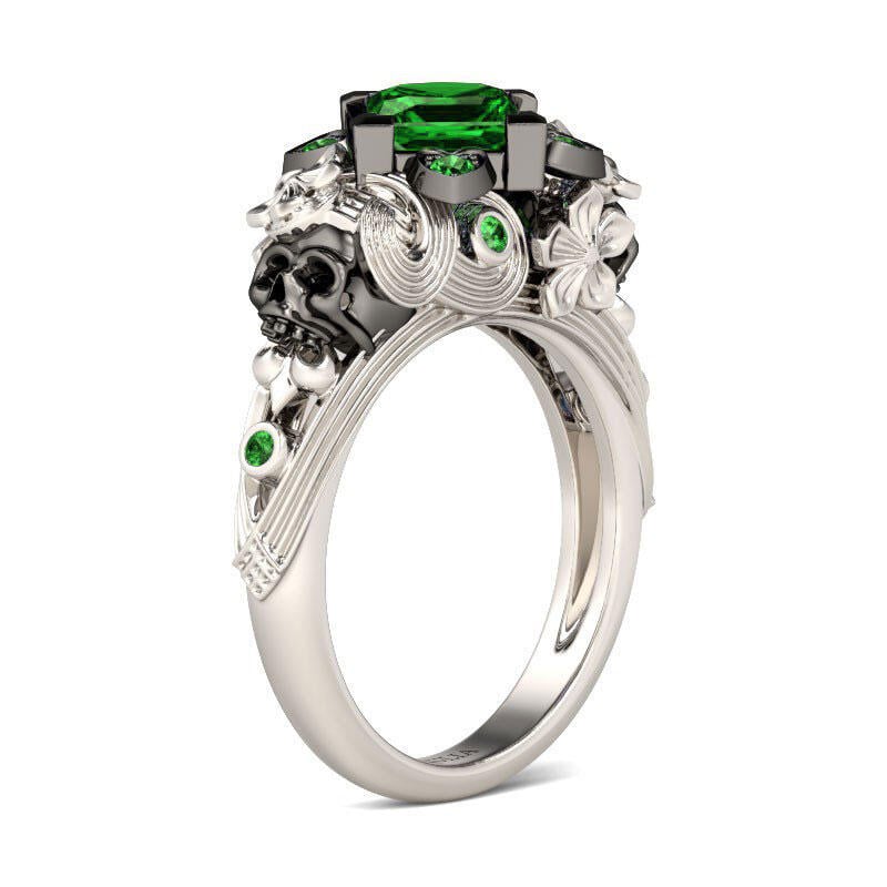 Flower Design Princess Cut Sterling Silver Two