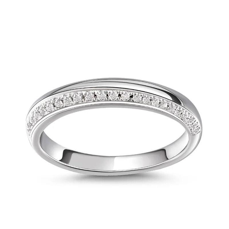 Simple Round Cut Sterling Silver Women's Band