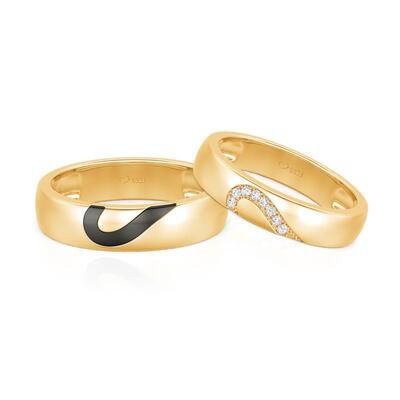 Juelvia Heart Inspired Yellow Gold Couple Rings Set