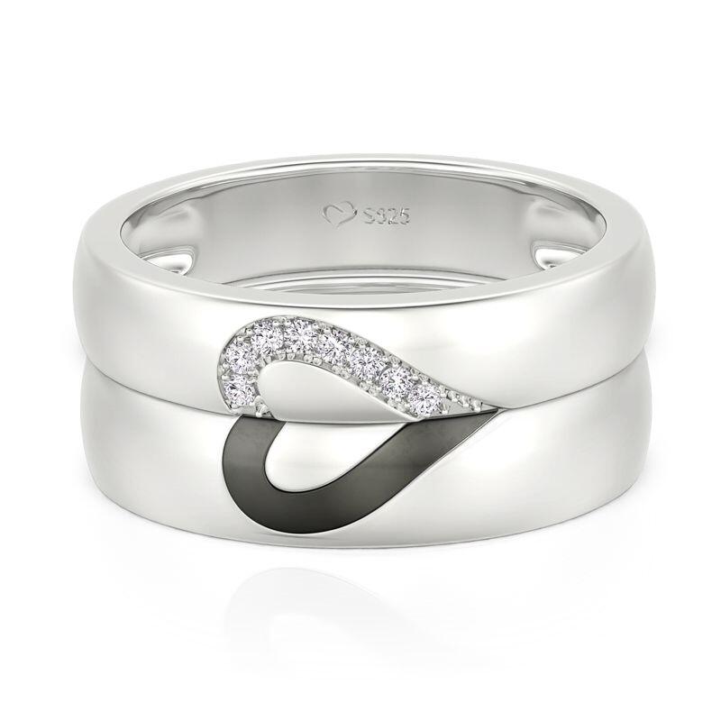Juelvia Love Shape Sterling Silver Band Set