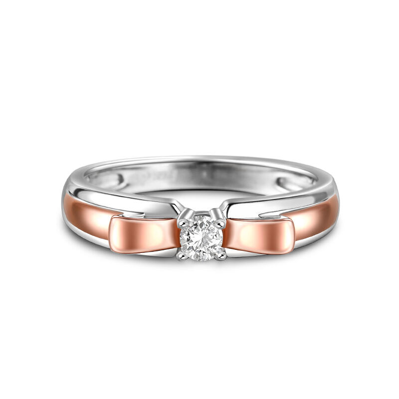 Two Tone Bowknot Sterling Silver Women's Band