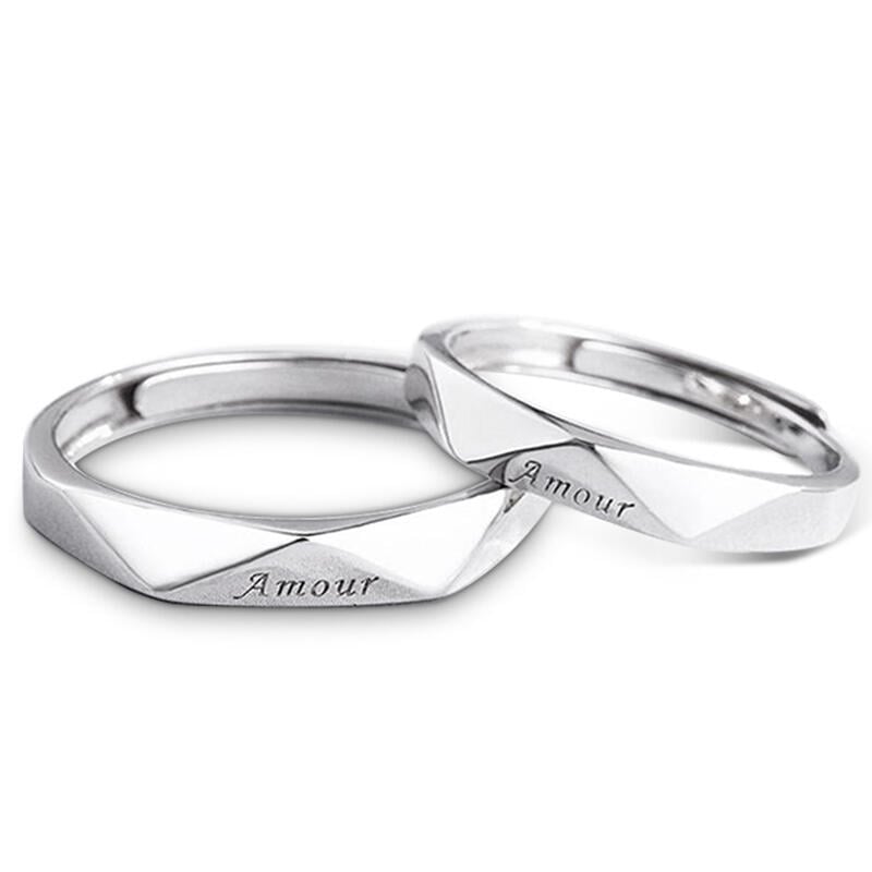 Engraved Sterling Silver Couple Rings