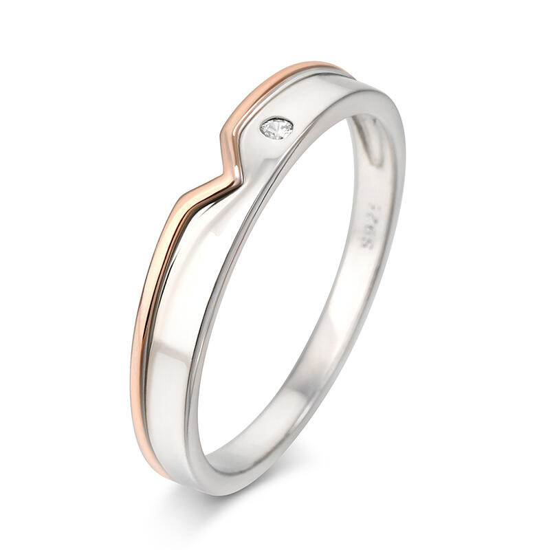 Juelvia Two Tone Heart Sterling Silver Man's Band