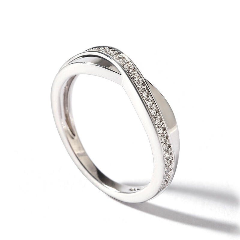 Juelvia Stylish Crossover Sterling Silver Women's Band