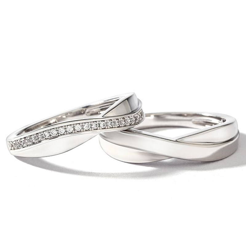 Juelvia Stylish Crossover Sterling Silver Couple Rings