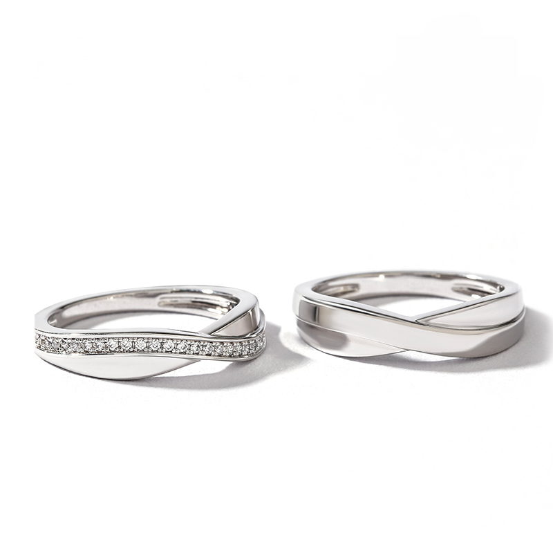 Juelvia Stylish Crossover Sterling Silver Couple Rings