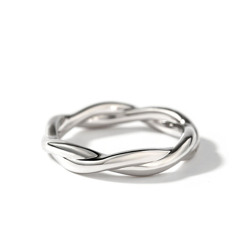 Simple Twist Design Sterling Silver Men's Band
