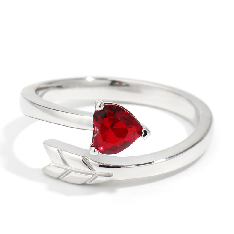 Juelvia "Cupid's Arrow" Heart Cut Sterling Silver Ring