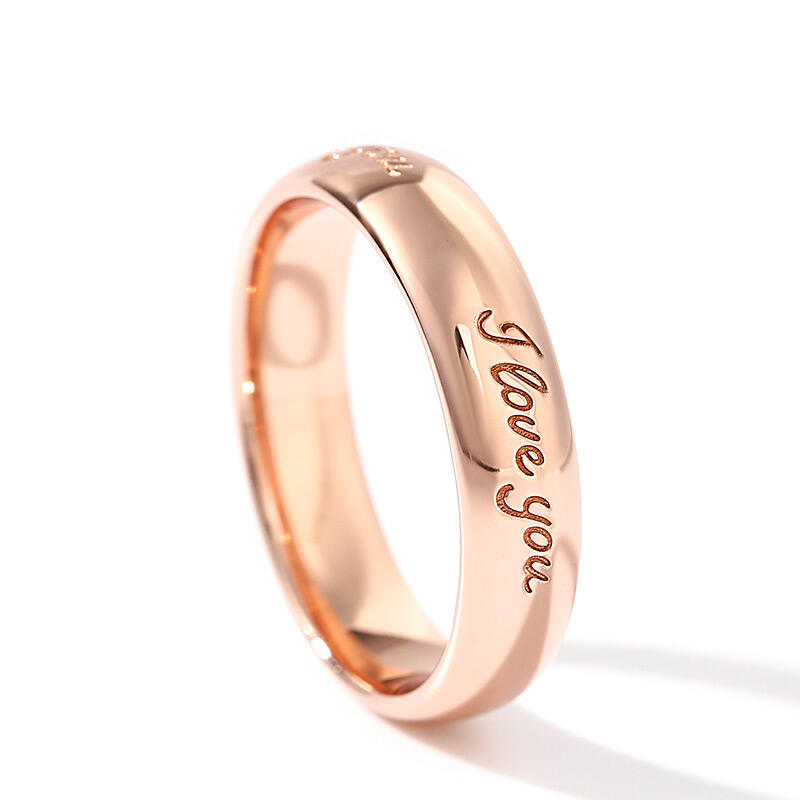 Juelvia "I Love You" Rose Gold Tone Sterling Silver Men's Band