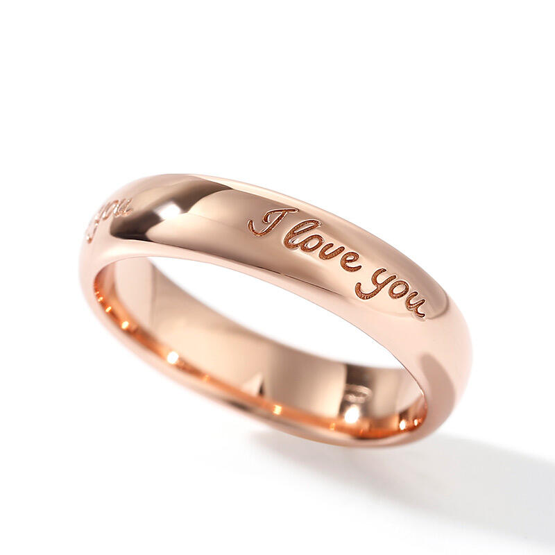 Juelvia "I Love You" Rose Gold Tone Sterling Silver Men's Band