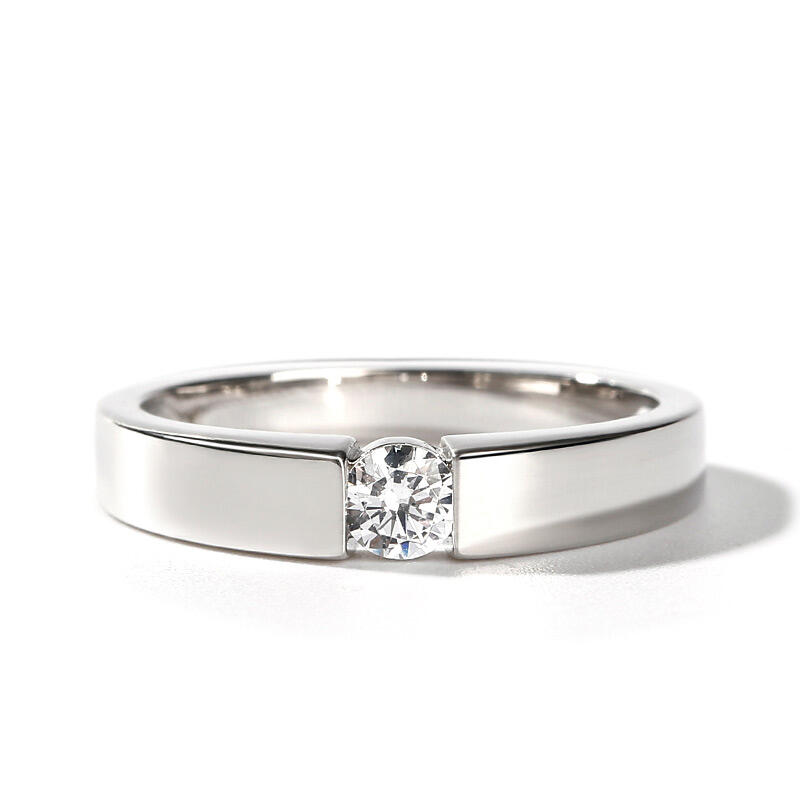 Simple Round Cut Sterling Silver Men's Ring