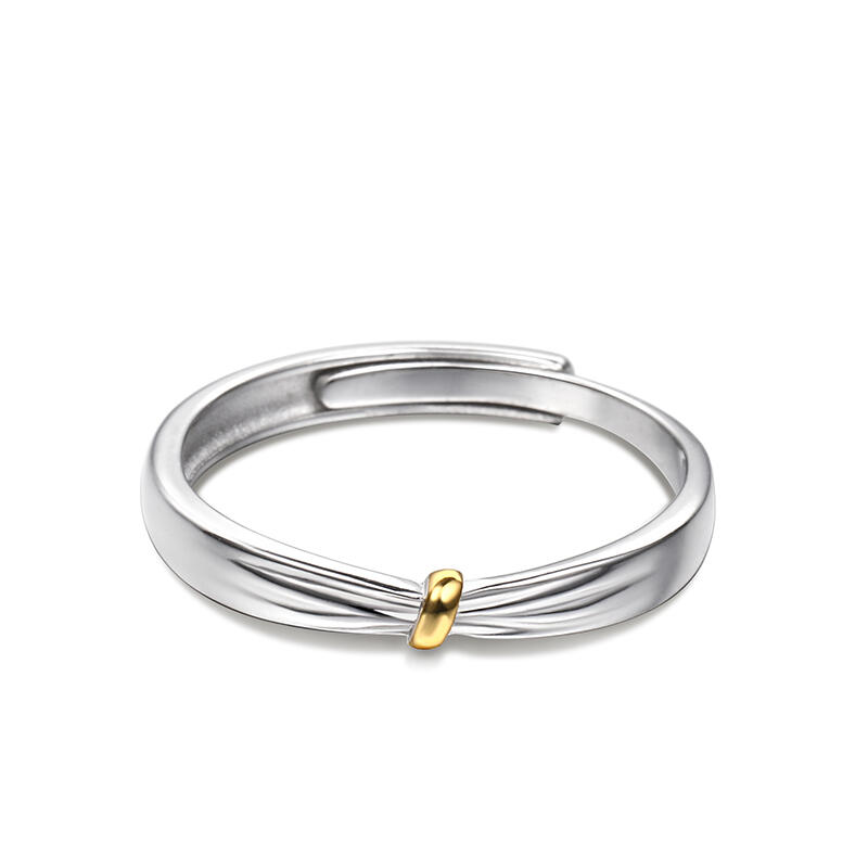 Juelvia "Lover Knot" Two Tone Adjustable Sterling Silver Women's Band