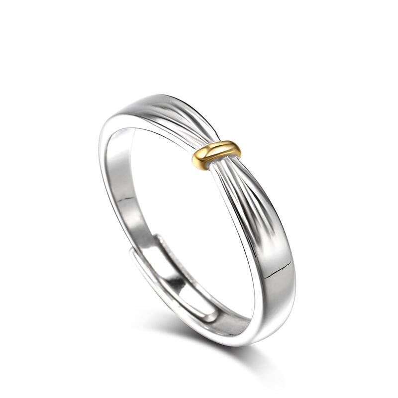 Juelvia "Lover Knot" Two Tone Adjustable Sterling Silver Men's Band