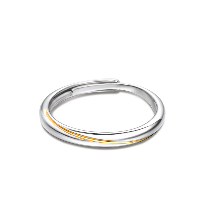 Juelvia "Every Side of Love" Mobius Two Tone Adjustable Sterling Silver Men's Band