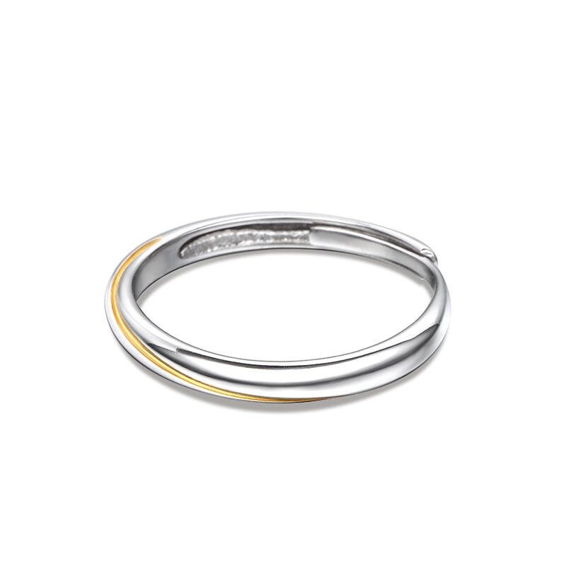 Juelvia "Every Side of Love" Mobius Two Tone Adjustable Sterling Silver Men's Band