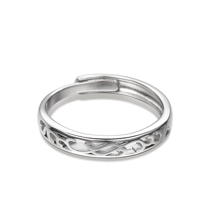 "Endless Love" Vine Flower Design Adjustable Sterling Silver Men's Band