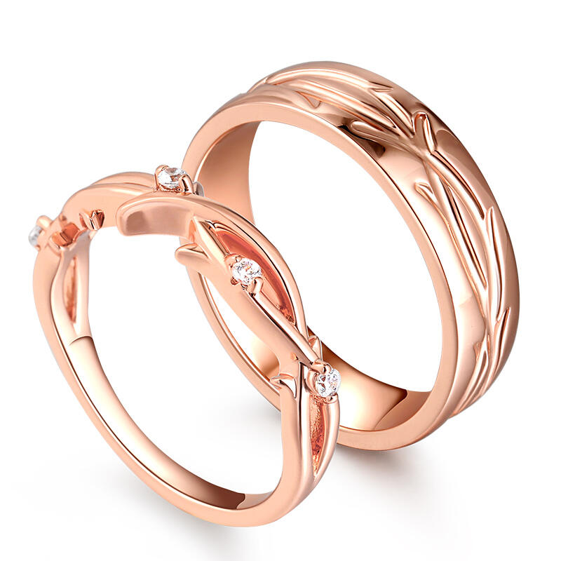 Juelvia Branch Design Sterling Silver Couple Rings