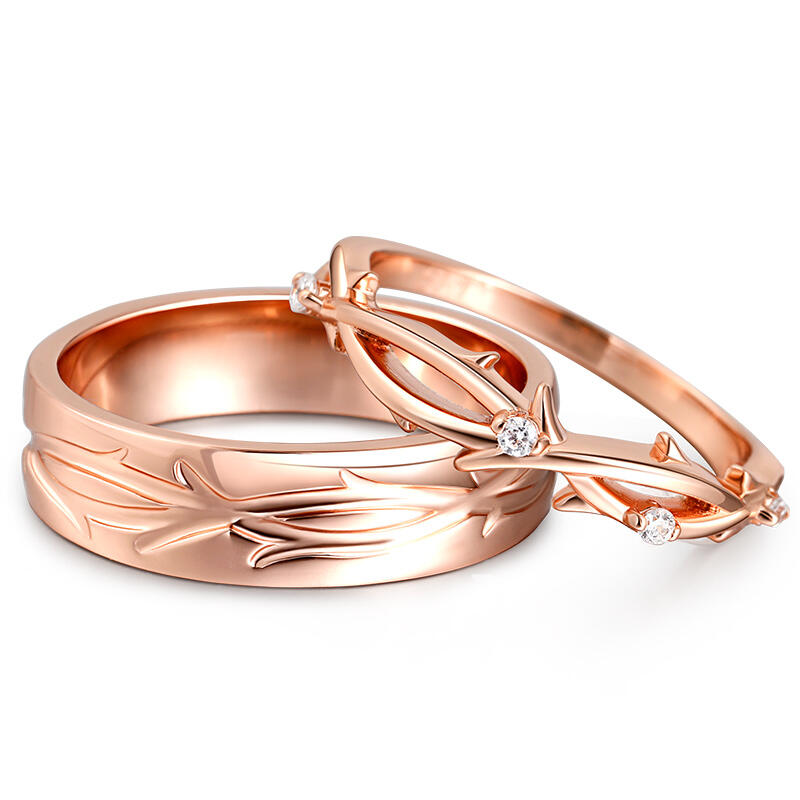 Juelvia Branch Design Sterling Silver Couple Rings