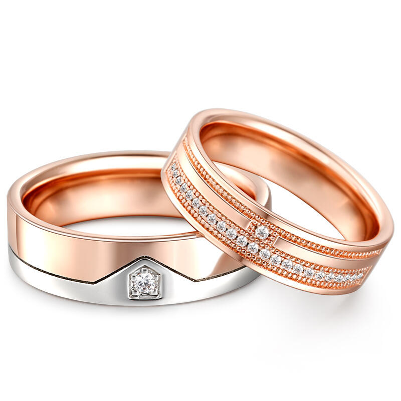 Juelvia "Timelessness" Round Cut Sterling Silver Couple Rings