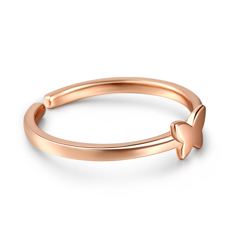 Juelvia "Romanticism" Butterfly Design Adjustable Sterling Silver Women's Band