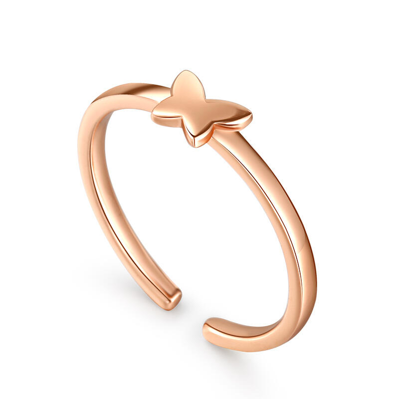 Juelvia "Romanticism" Butterfly Design Adjustable Sterling Silver Women's Band