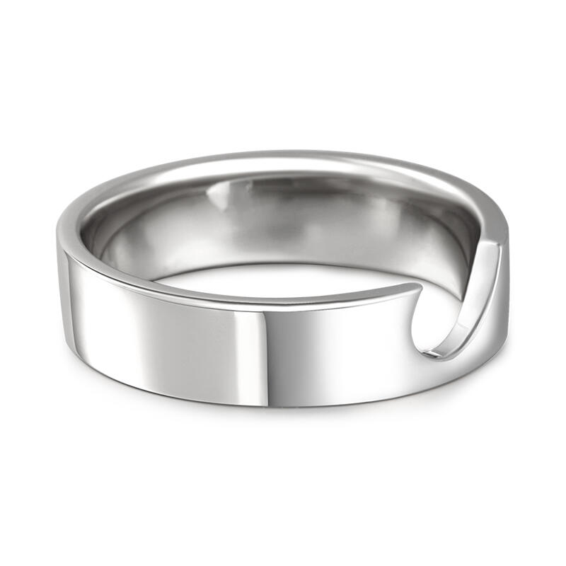Juelvia Half Heart Design Sterling Silver Women's Band