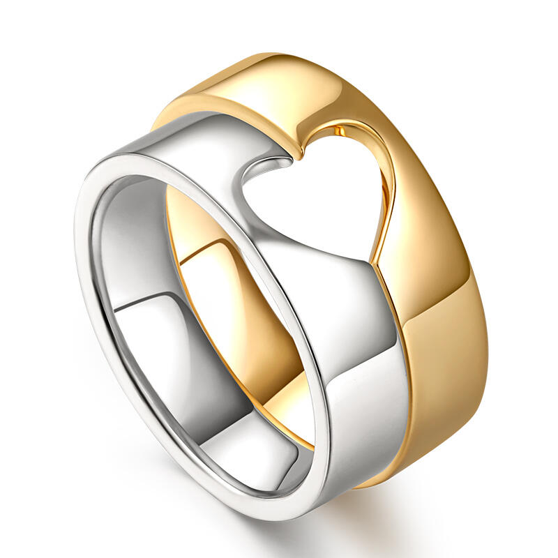 Juelvia Half Heart Design Sterling Silver Couple Rings
