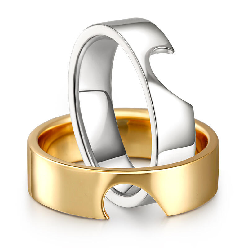 Juelvia Half Heart Design Sterling Silver Couple Rings