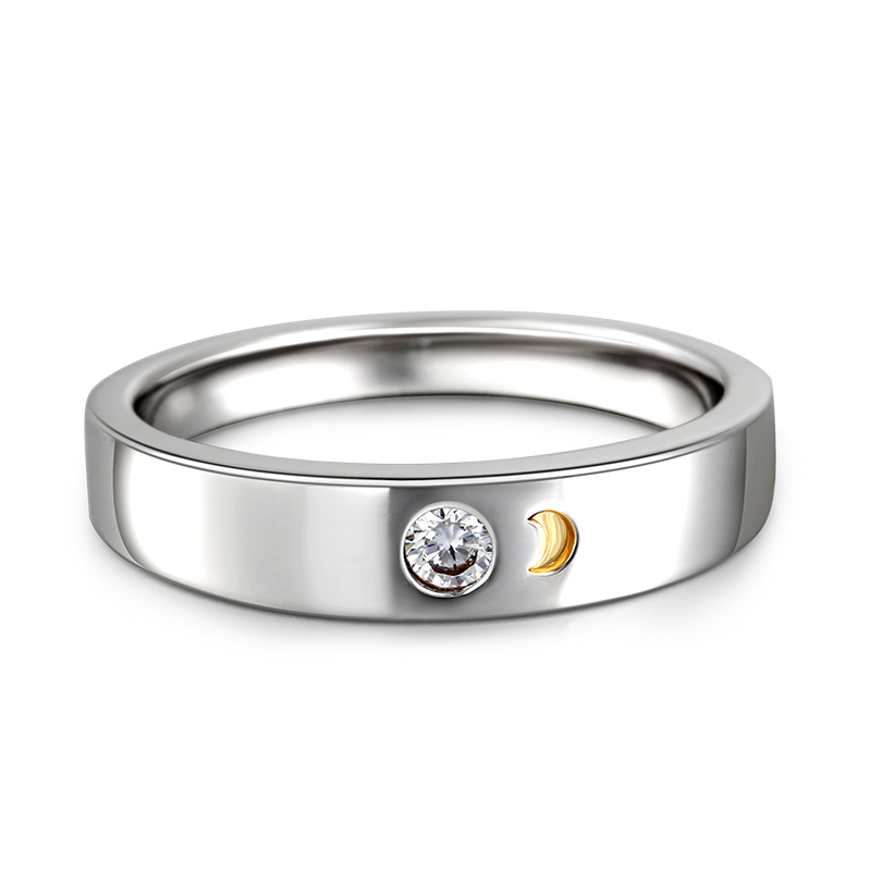 "Always & Forever" Moon Design Sterling Silver Men's Band