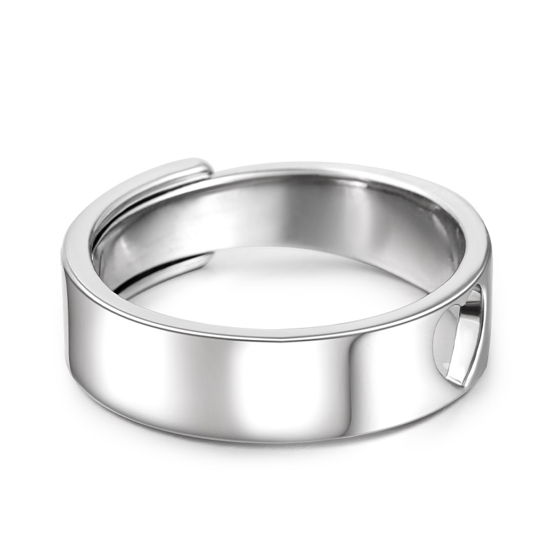 Juelvia "Vows of Love" Heart Design Adjustable Sterling Silver Men's Band