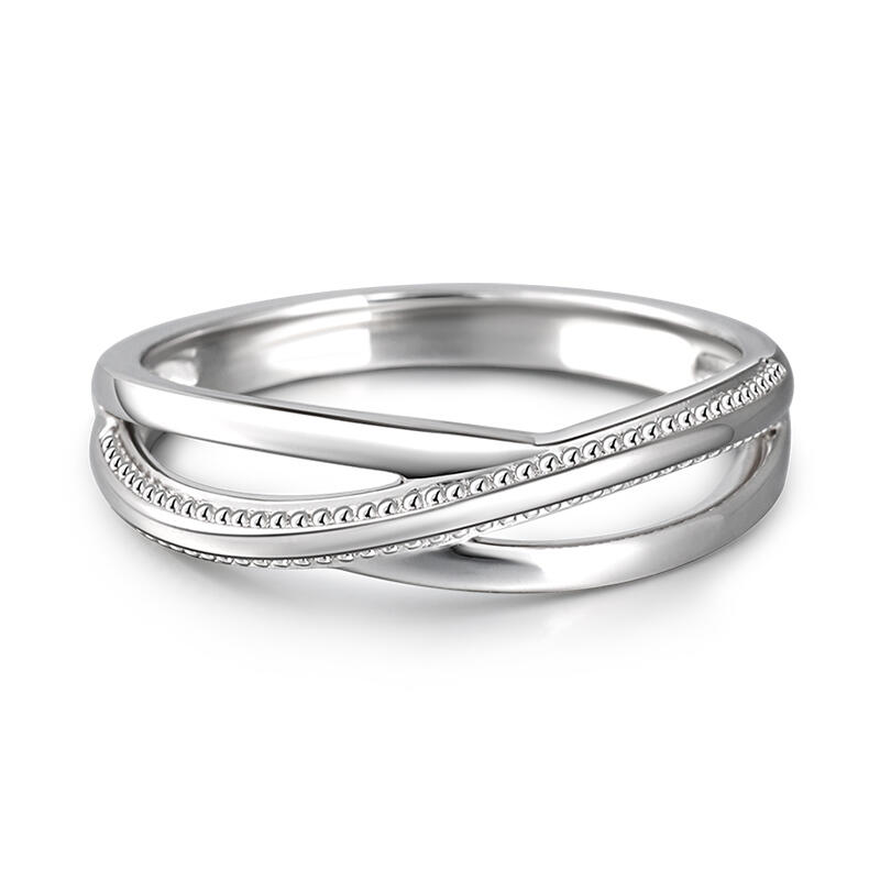 Juelvia "Eternal Promise" Crossover Design Sterling Silver Men's Band
