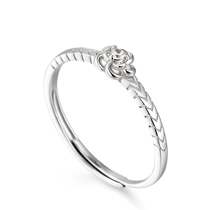 Juelvia "One Love" Rose Design Adjustable Sterling Silver Women's Band